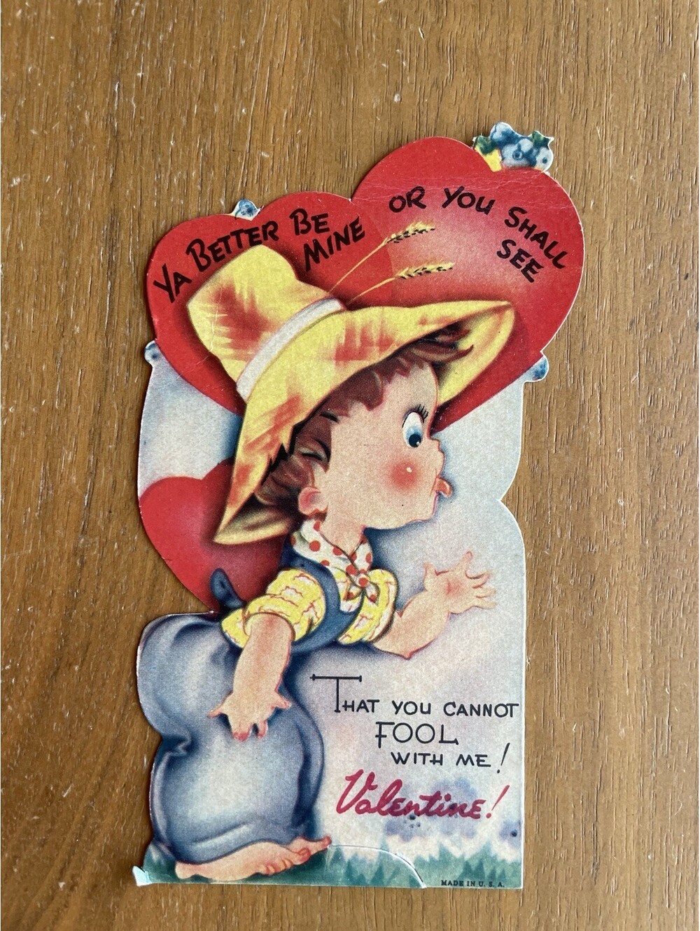 Valentine Card Little Boy  Farmer You Better Be Mine Valentine's Day Card